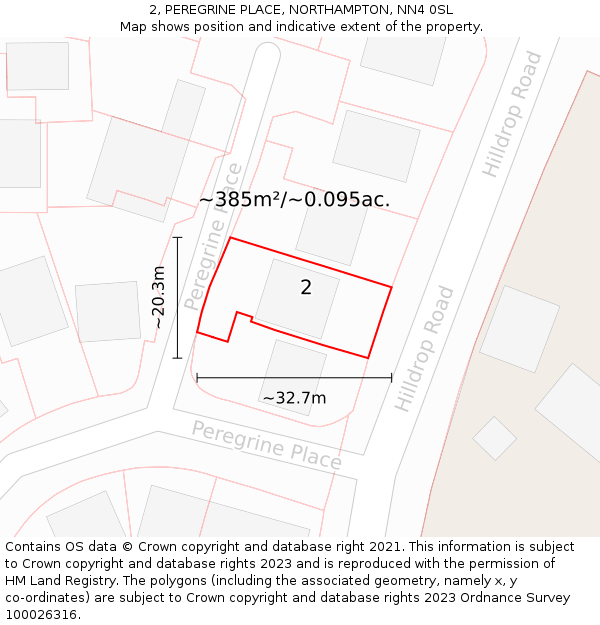 2, PEREGRINE PLACE, NORTHAMPTON, NN4 0SL: Plot and title map