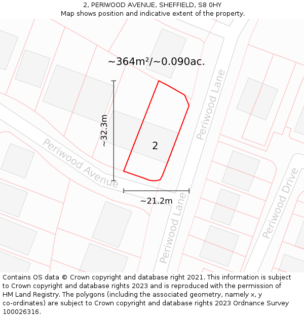 2, PERIWOOD AVENUE, SHEFFIELD, S8 0HY: Plot and title map