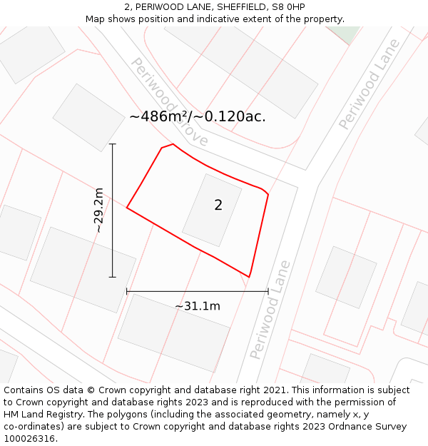 2, PERIWOOD LANE, SHEFFIELD, S8 0HP: Plot and title map