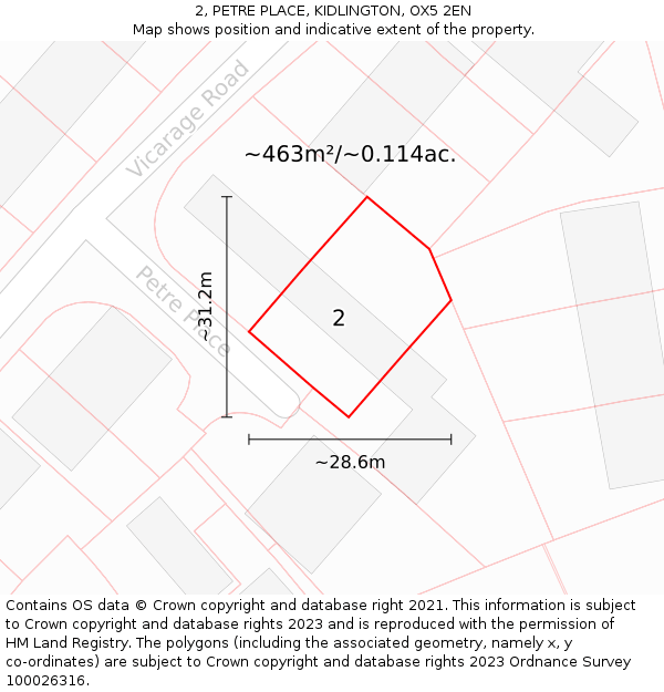 2, PETRE PLACE, KIDLINGTON, OX5 2EN: Plot and title map