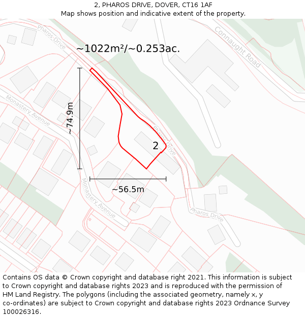 2, PHAROS DRIVE, DOVER, CT16 1AF: Plot and title map