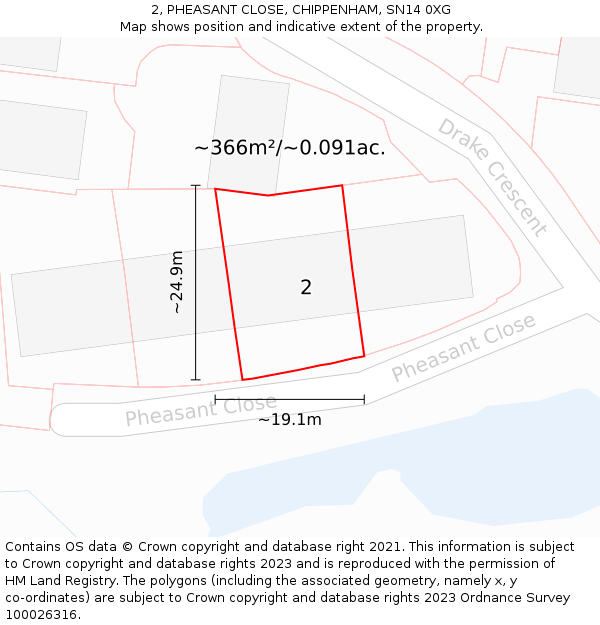 2, PHEASANT CLOSE, CHIPPENHAM, SN14 0XG: Plot and title map