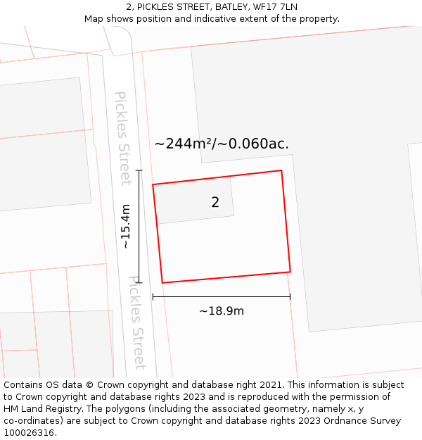 2, PICKLES STREET, BATLEY, WF17 7LN: Plot and title map