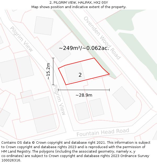 2, PILGRIM VIEW, HALIFAX, HX2 0SY: Plot and title map