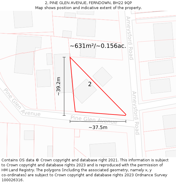 2, PINE GLEN AVENUE, FERNDOWN, BH22 9QP: Plot and title map