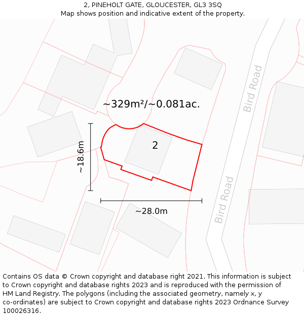 2, PINEHOLT GATE, GLOUCESTER, GL3 3SQ: Plot and title map