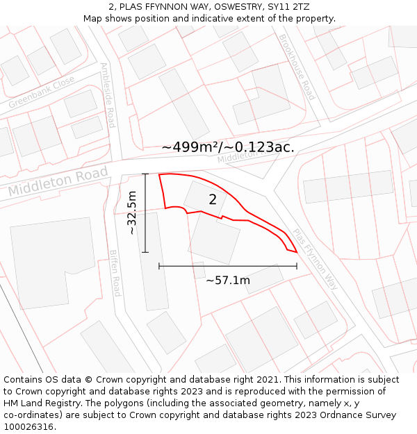 2, PLAS FFYNNON WAY, OSWESTRY, SY11 2TZ: Plot and title map