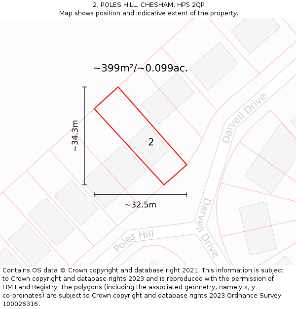 2, POLES HILL, CHESHAM, HP5 2QP: Plot and title map
