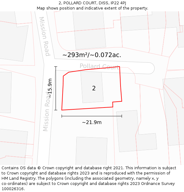 2, POLLARD COURT, DISS, IP22 4PJ: Plot and title map