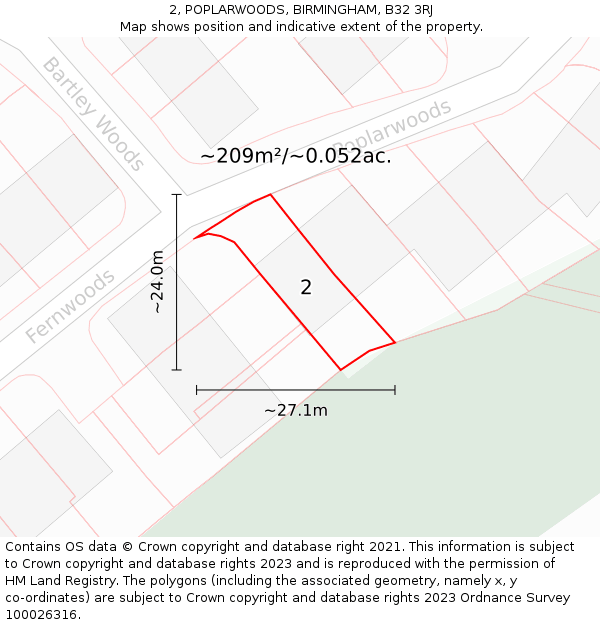 2, POPLARWOODS, BIRMINGHAM, B32 3RJ: Plot and title map