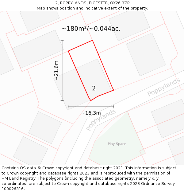 2, POPPYLANDS, BICESTER, OX26 3ZP: Plot and title map