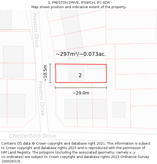 2, PRESTON DRIVE, IPSWICH, IP1 6DR: Plot and title map