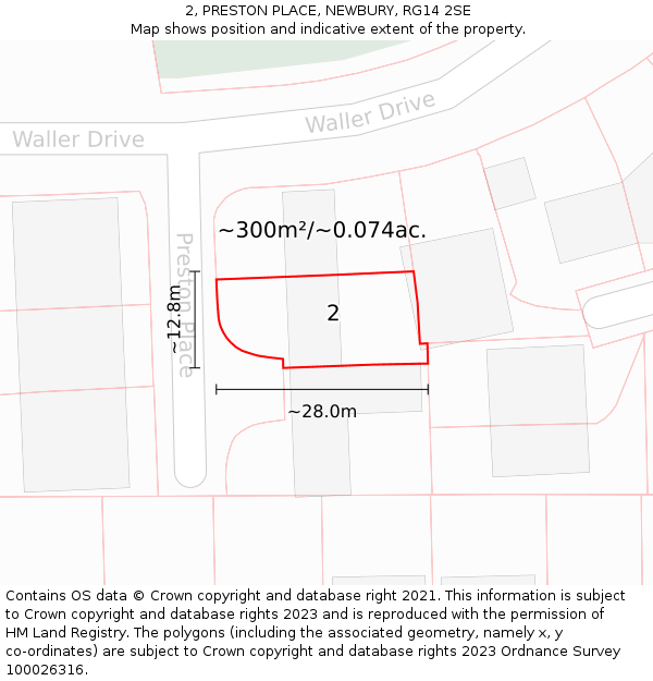 2, PRESTON PLACE, NEWBURY, RG14 2SE: Plot and title map