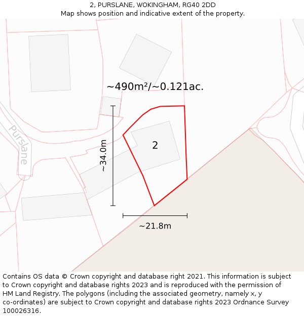 2, PURSLANE, WOKINGHAM, RG40 2DD: Plot and title map