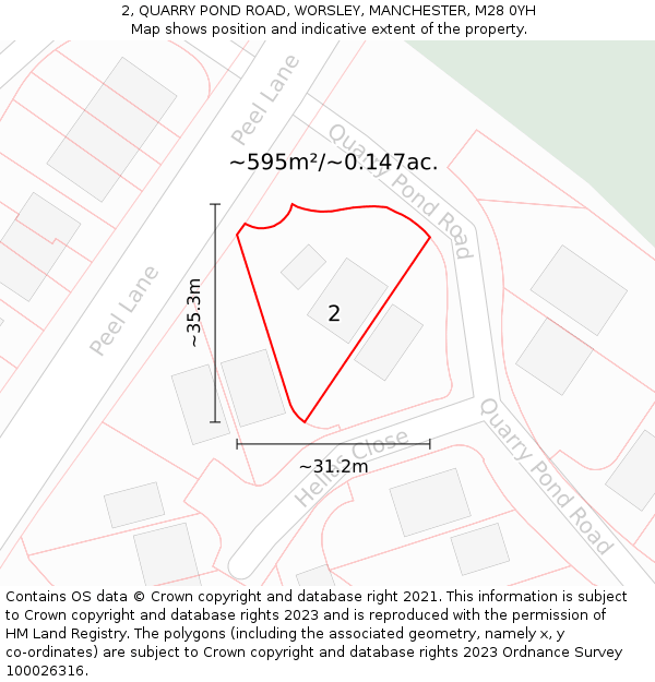 2, QUARRY POND ROAD, WORSLEY, MANCHESTER, M28 0YH: Plot and title map