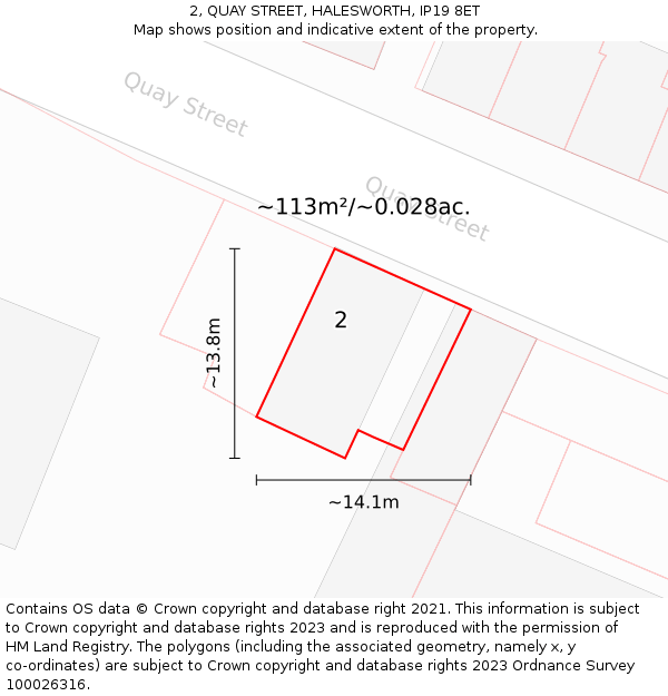 2, QUAY STREET, HALESWORTH, IP19 8ET: Plot and title map