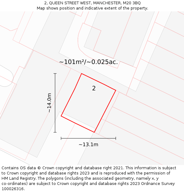 2, QUEEN STREET WEST, MANCHESTER, M20 3BQ: Plot and title map