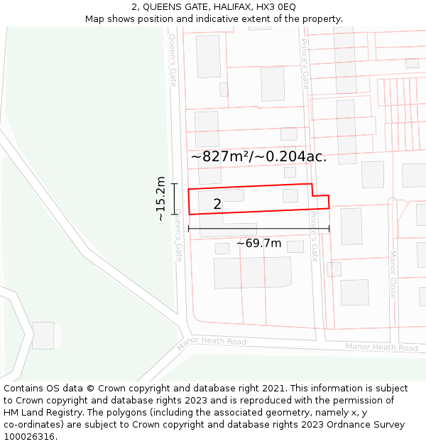 2, QUEENS GATE, HALIFAX, HX3 0EQ: Plot and title map