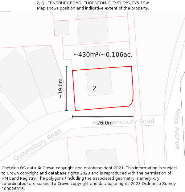 2, QUEENSBURY ROAD, THORNTON-CLEVELEYS, FY5 1SW: Plot and title map