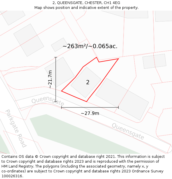 2, QUEENSGATE, CHESTER, CH1 4EG: Plot and title map