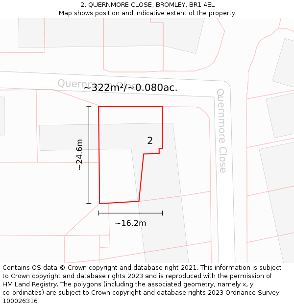2, QUERNMORE CLOSE, BROMLEY, BR1 4EL: Plot and title map