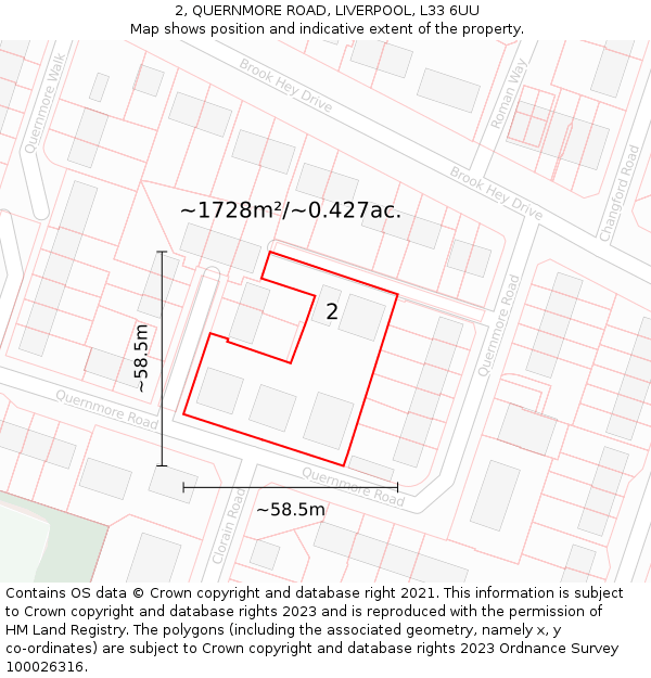 2, QUERNMORE ROAD, LIVERPOOL, L33 6UU: Plot and title map
