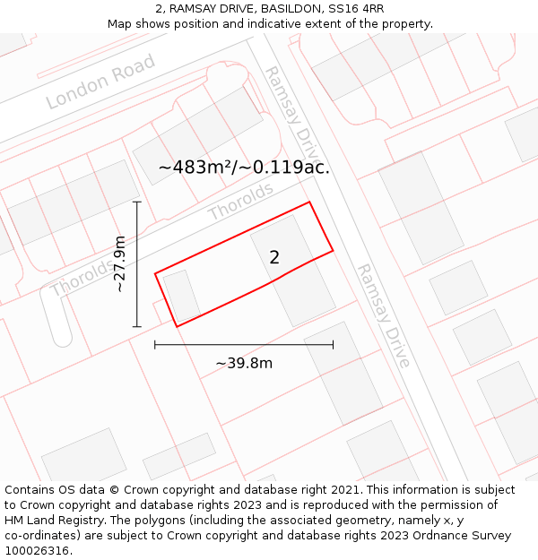 2, RAMSAY DRIVE, BASILDON, SS16 4RR: Plot and title map