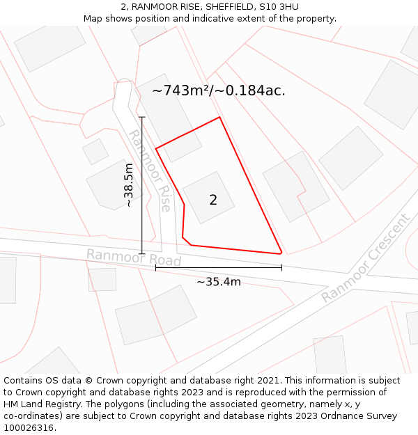 2, RANMOOR RISE, SHEFFIELD, S10 3HU: Plot and title map