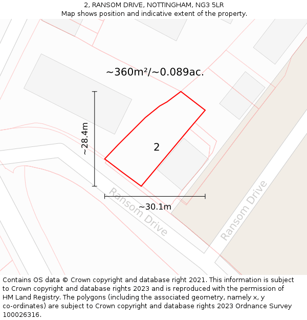 2, RANSOM DRIVE, NOTTINGHAM, NG3 5LR: Plot and title map