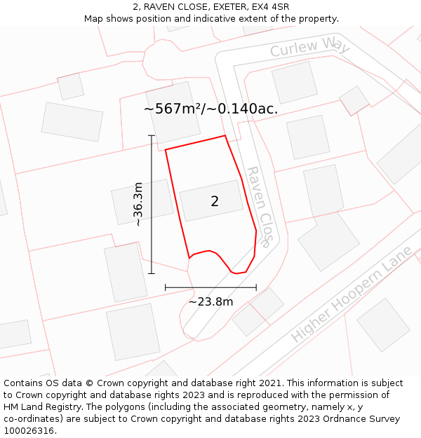 2, RAVEN CLOSE, EXETER, EX4 4SR: Plot and title map