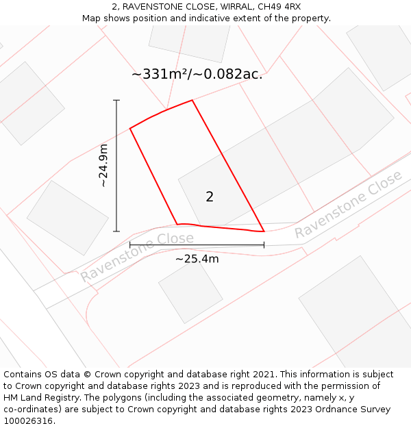 2, RAVENSTONE CLOSE, WIRRAL, CH49 4RX: Plot and title map