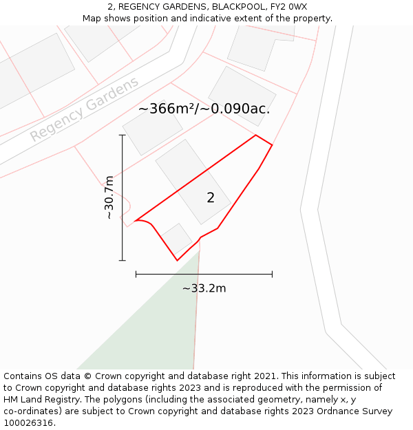 2, REGENCY GARDENS, BLACKPOOL, FY2 0WX: Plot and title map