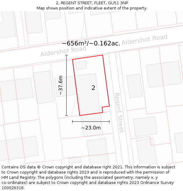 2, REGENT STREET, FLEET, GU51 3NP: Plot and title map