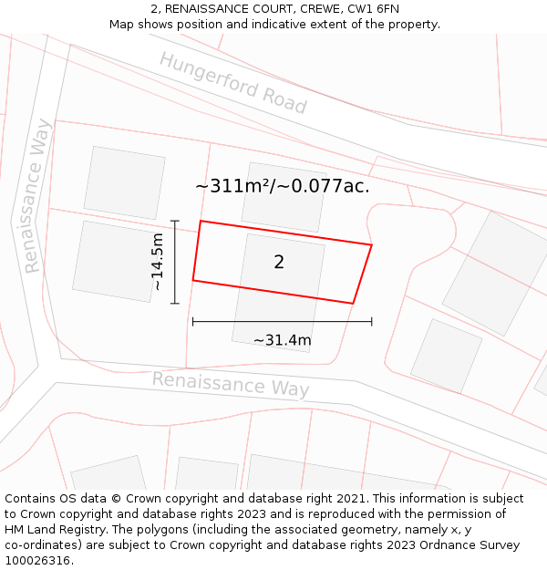 2, RENAISSANCE COURT, CREWE, CW1 6FN: Plot and title map