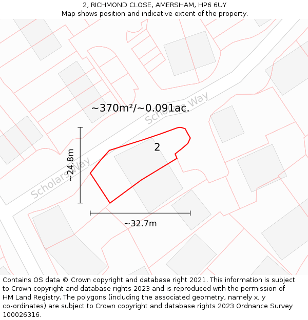 2, RICHMOND CLOSE, AMERSHAM, HP6 6UY: Plot and title map