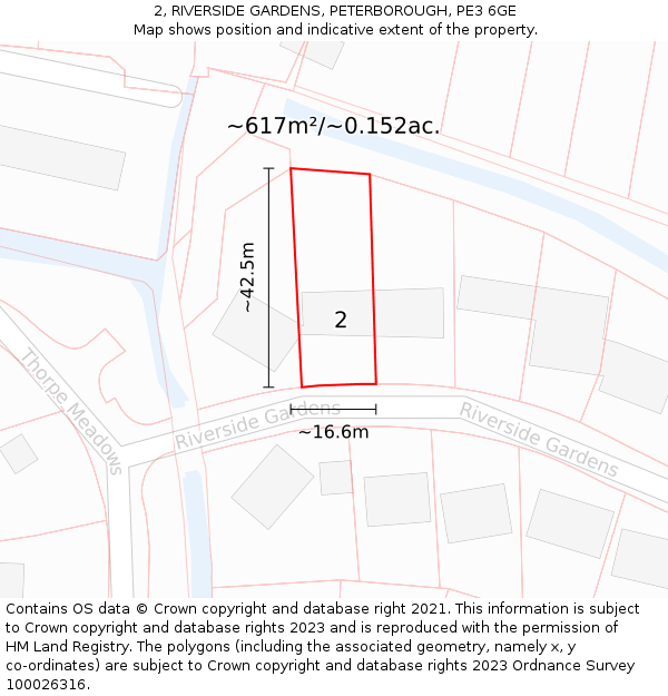 2, RIVERSIDE GARDENS, PETERBOROUGH, PE3 6GE: Plot and title map