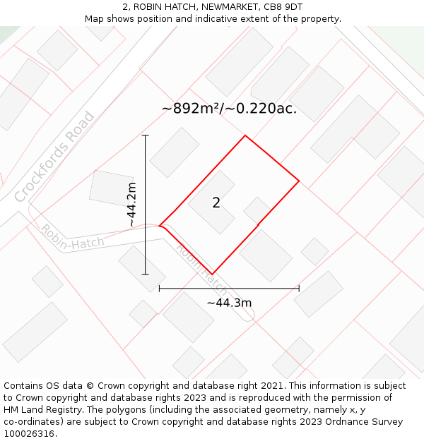 2, ROBIN HATCH, NEWMARKET, CB8 9DT: Plot and title map