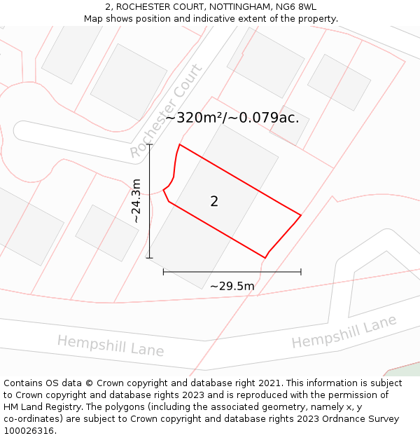 2, ROCHESTER COURT, NOTTINGHAM, NG6 8WL: Plot and title map