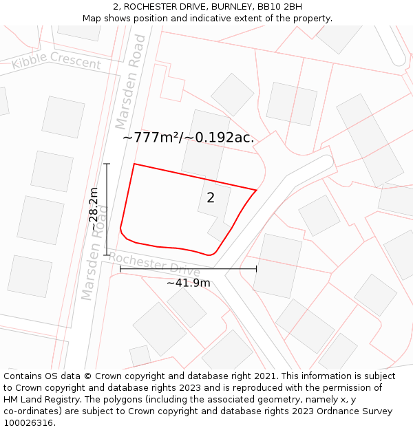 2, ROCHESTER DRIVE, BURNLEY, BB10 2BH: Plot and title map