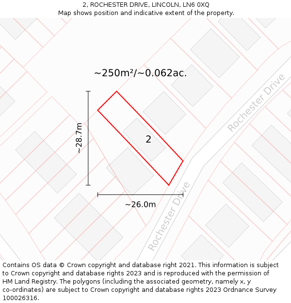 2, ROCHESTER DRIVE, LINCOLN, LN6 0XQ: Plot and title map