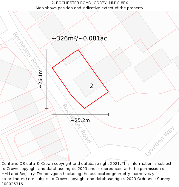 2, ROCHESTER ROAD, CORBY, NN18 8PX: Plot and title map