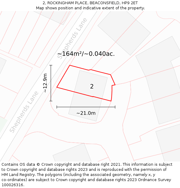 2, ROCKINGHAM PLACE, BEACONSFIELD, HP9 2ET: Plot and title map