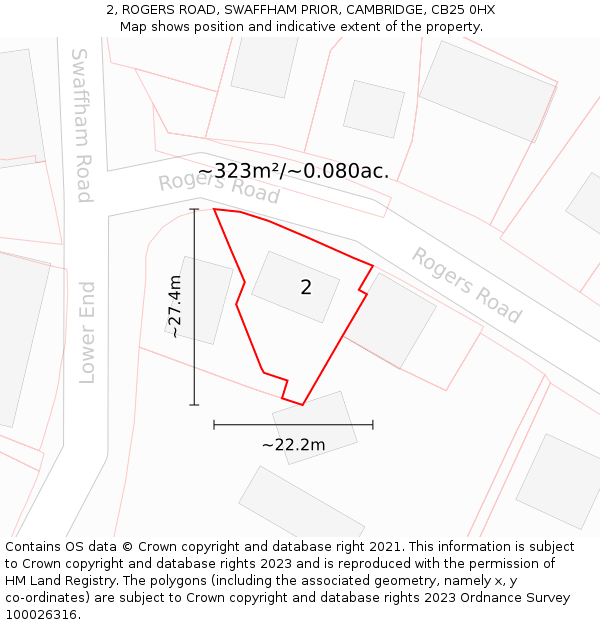 2, ROGERS ROAD, SWAFFHAM PRIOR, CAMBRIDGE, CB25 0HX: Plot and title map