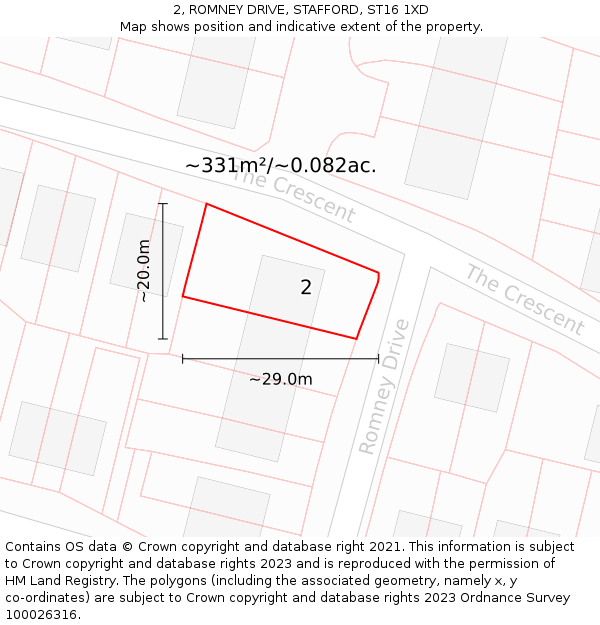 2, ROMNEY DRIVE, STAFFORD, ST16 1XD: Plot and title map