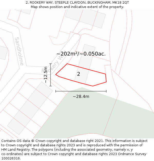 2, ROOKERY WAY, STEEPLE CLAYDON, BUCKINGHAM, MK18 2QT: Plot and title map