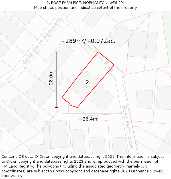 2, ROSE FARM RISE, NORMANTON, WF6 2PL: Plot and title map