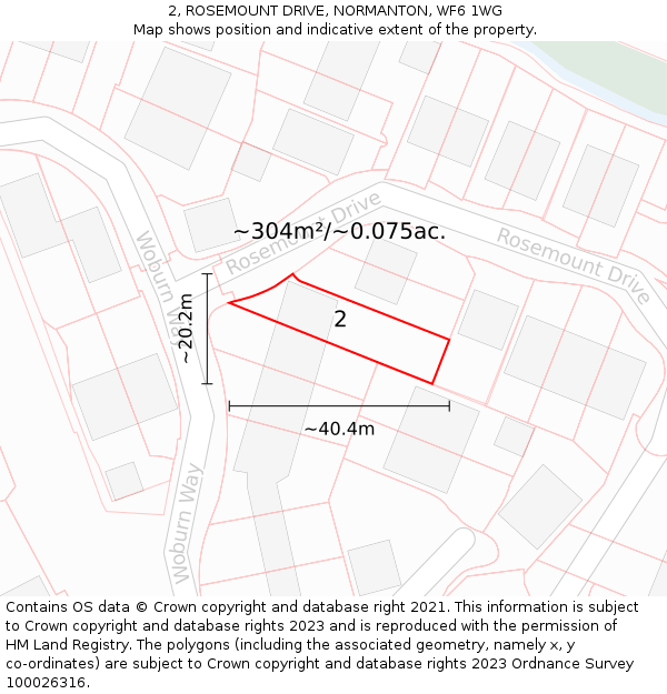 2, ROSEMOUNT DRIVE, NORMANTON, WF6 1WG: Plot and title map