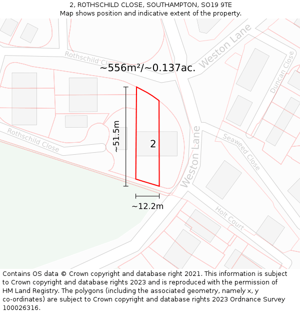 2, ROTHSCHILD CLOSE, SOUTHAMPTON, SO19 9TE: Plot and title map