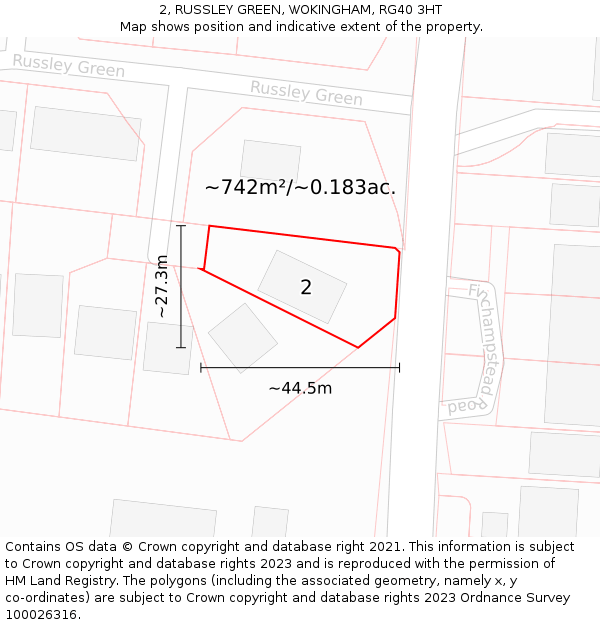 2, RUSSLEY GREEN, WOKINGHAM, RG40 3HT: Plot and title map