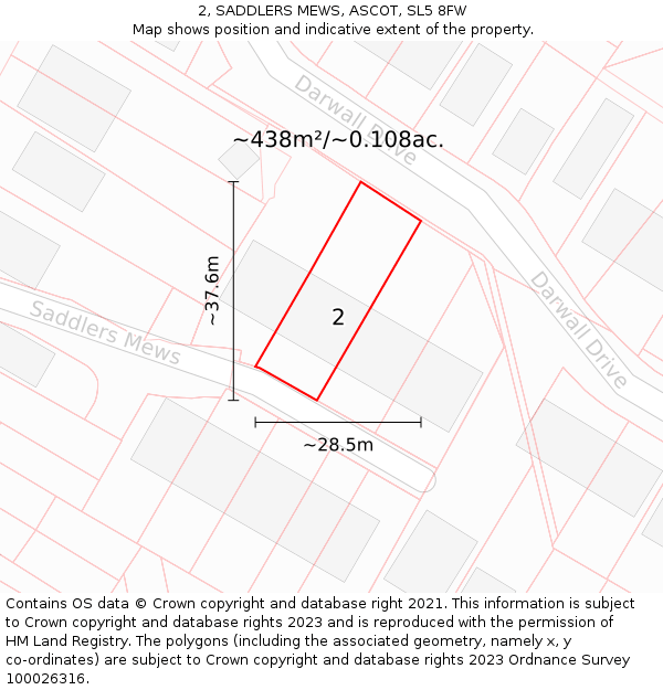 2, SADDLERS MEWS, ASCOT, SL5 8FW: Plot and title map